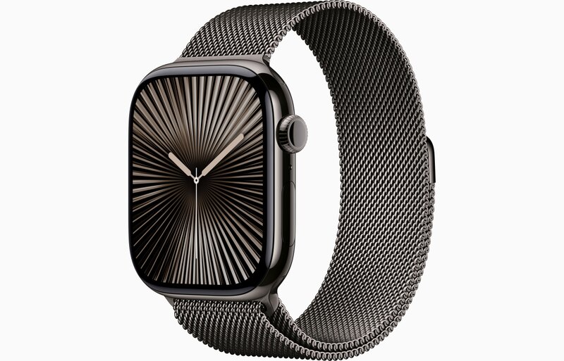 MWYW3QL/A - Apple Watch Series 10 GPS + Cellular 46mm Cassa Titanio Ardesia con Slate Milanese Loop - L/M