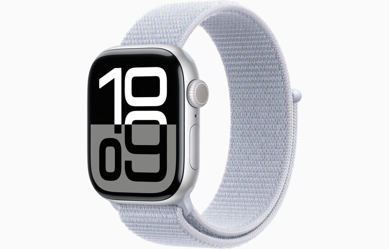 MWWD3QL/A - Apple Watch Series 10 GPS 42mm in alluminio color Argento con cinturino Sport Loop Nuvola Azzura