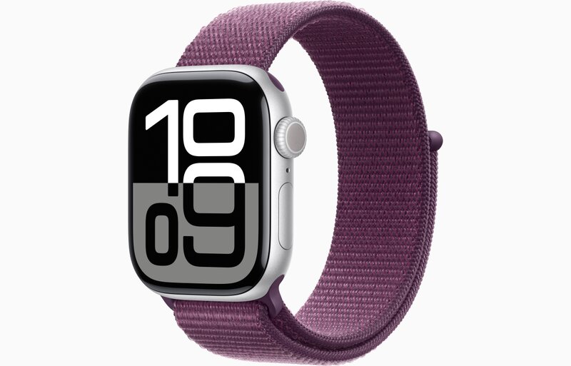 MWWK3QL/A - Apple Watch Series 10 GPS 42mm in alluminio color Oro Rosa con cinturino Sport Loop Prugna