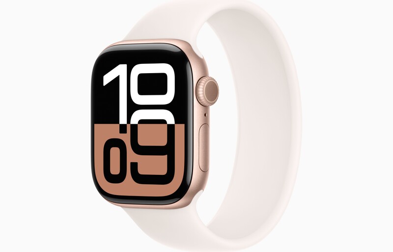 MWWH3QL/A - Apple Watch Series 10 GPS 42mm in alluminio color Oro Rosa con cinturino Sport rosa fard - S/M